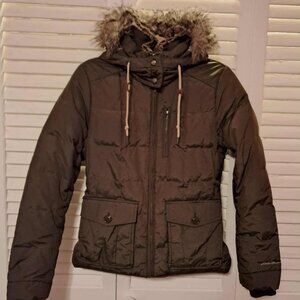 EDDIE BAUER DARK GREEN YUKON DOWN PARKA JACKET SMALL
